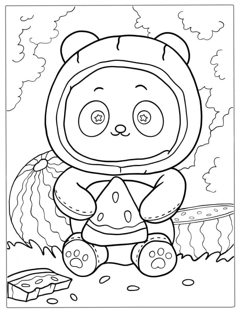 Kawaii Themed Panda With Watermelon
