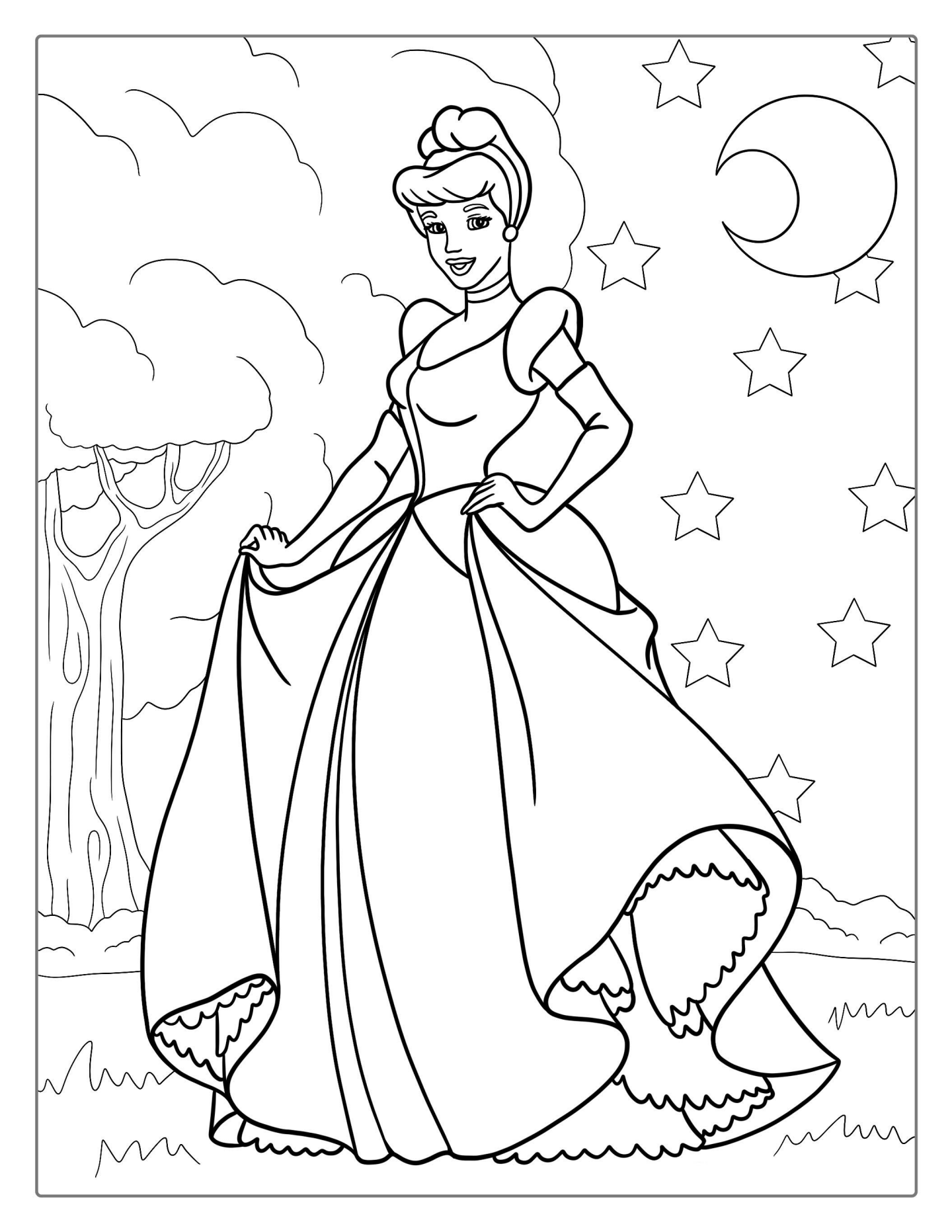 Simple Outline Of Cinderella To Color