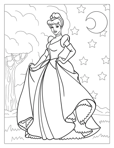 Simple Outline Of Cinderella To Color