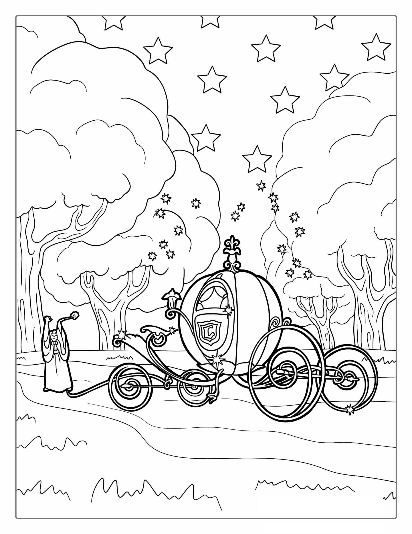 Cinderella Pumpkin Coach Coloring Sheet