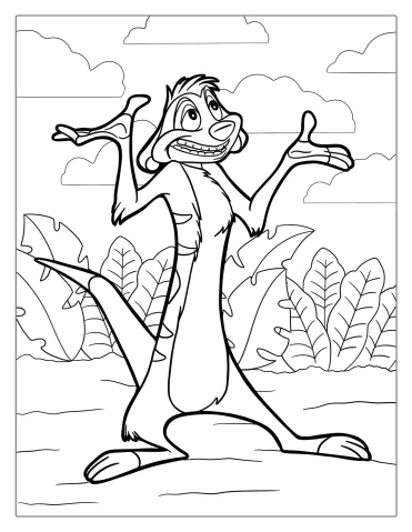 Timon Meerkat Coloring Page For Kids