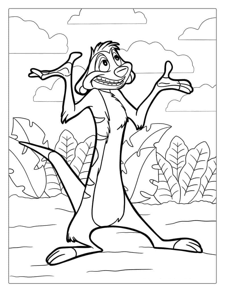 Timon Meerkat Coloring Page For Kids