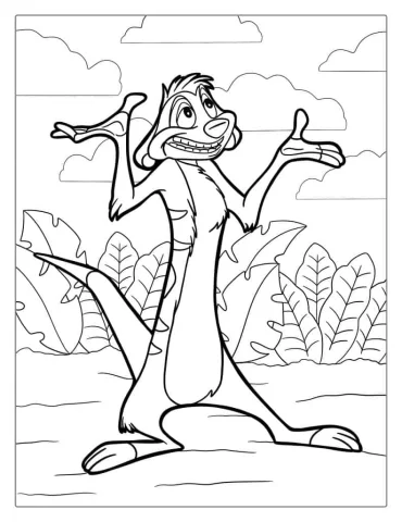 Timon Meerkat Coloring Page For Kids
