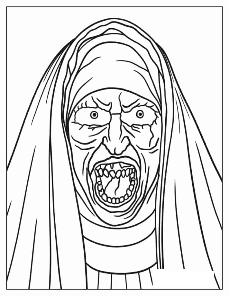 Creepy Nun Coloring Sheet
