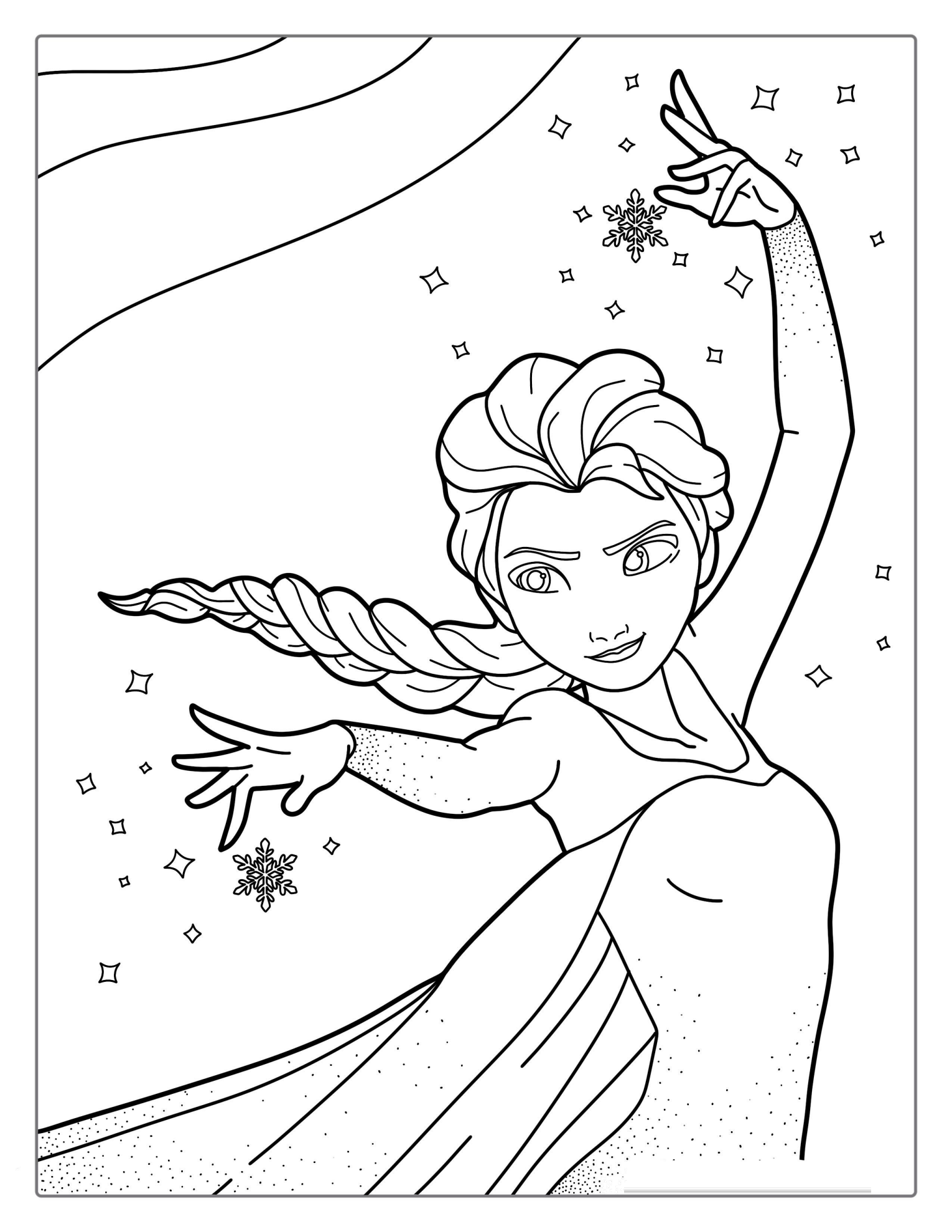 Detailed Magical Elsa Coloring Sheet