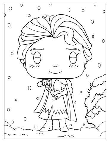Cute Elsa Funko Pop Coloring For Preschoolers