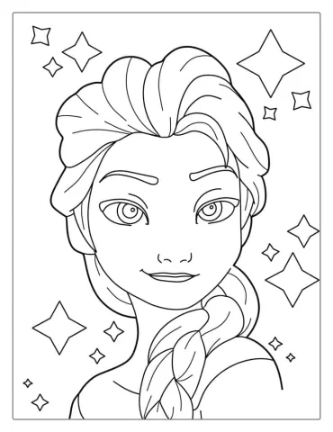Elsa Hair Coloring Page For Kids