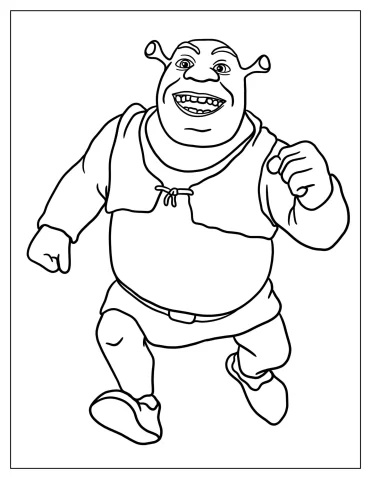 Easy Outline Of Shrek To Color For Kids