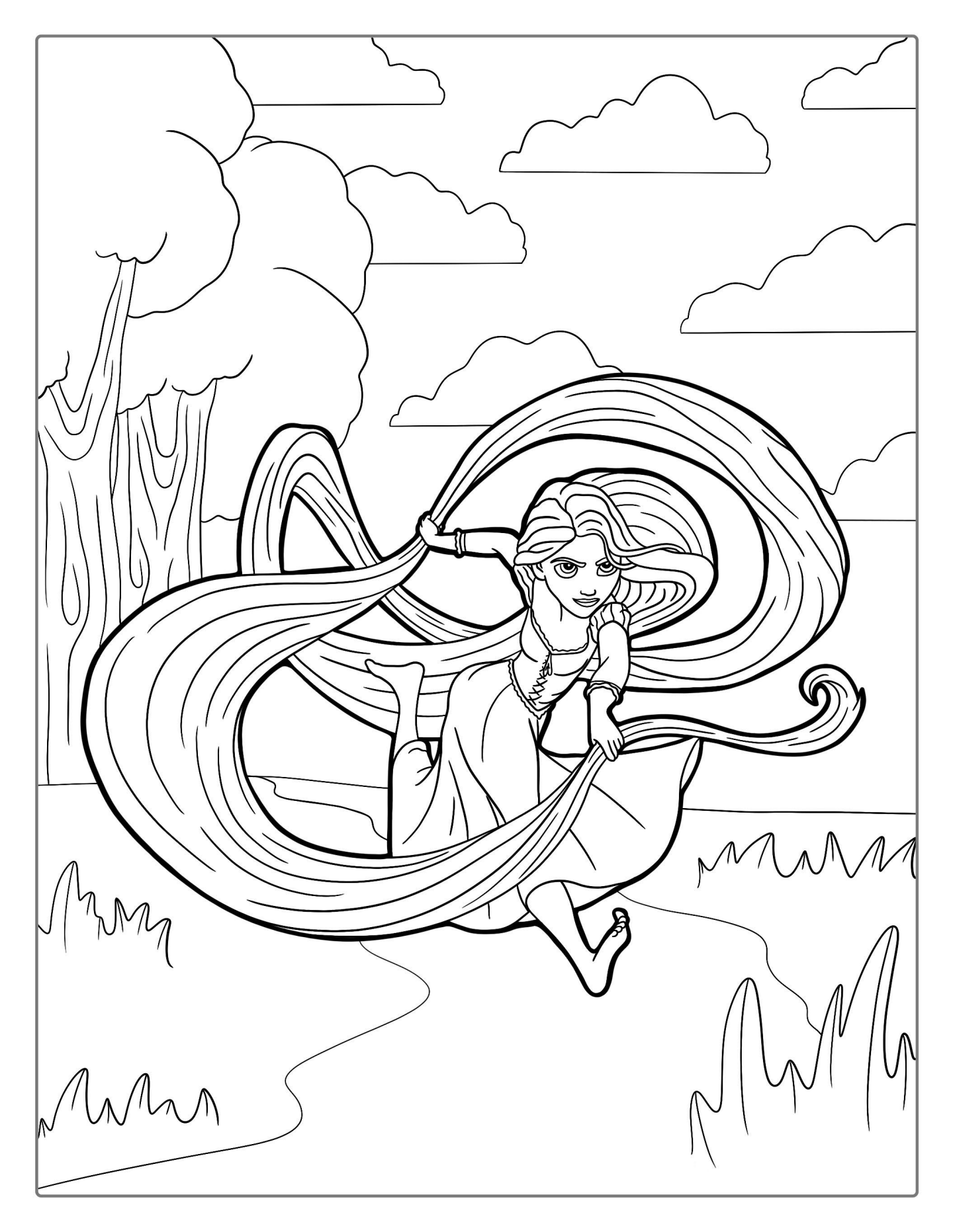 Rapunzel With Long Hair Coloring Page