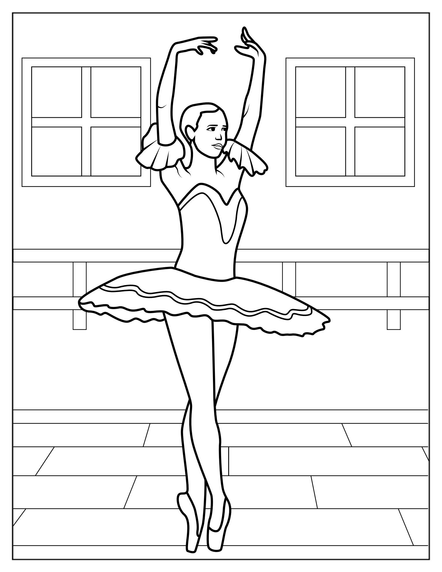 Ballerina Standing On Toes To Color