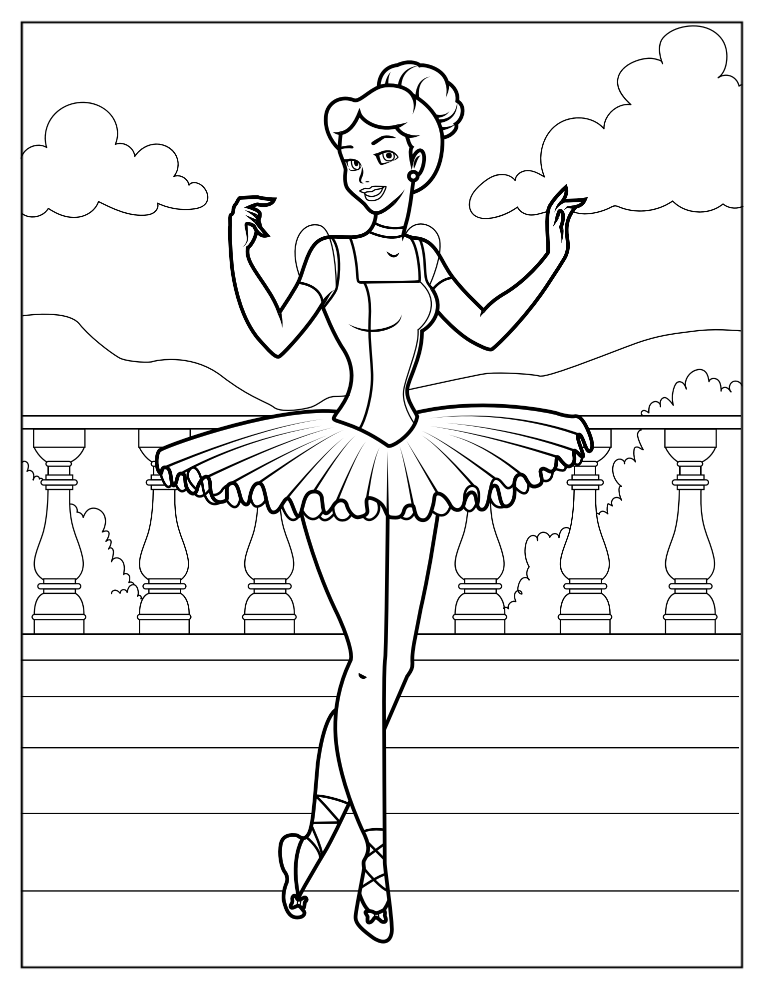 Cinderella Ballerina Coloring Page