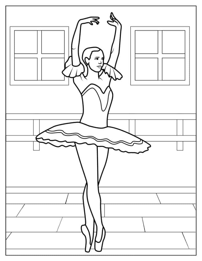Ballerina Standing On Toes To Color