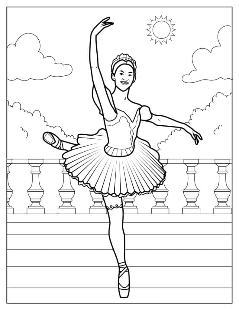 Ballerina Dancing Coloring Page