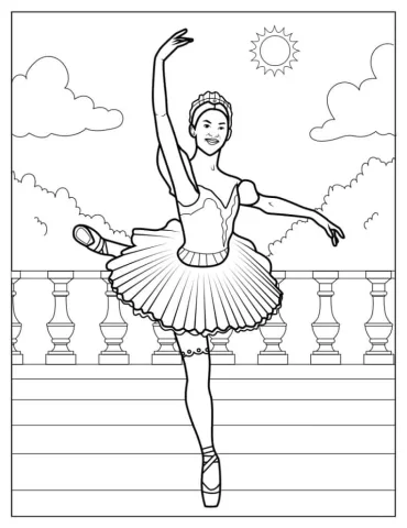 Ballerina Dancing Coloring Page