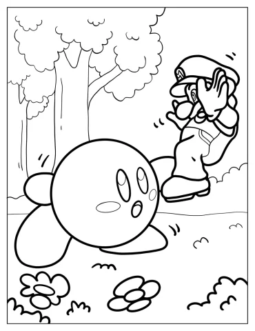Super Mario And Kirby Battling
