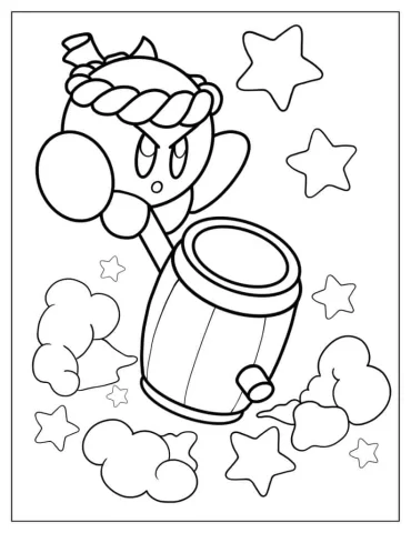 Hammer Kirby Coloring Page