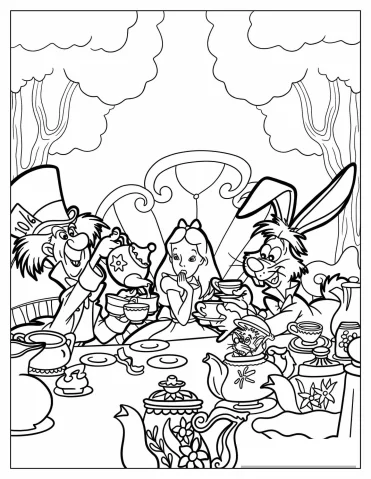 Alice At Tea PArty With Hatter And White Rabit