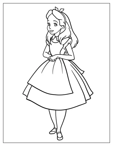 Easy Outline Of Alice To Color