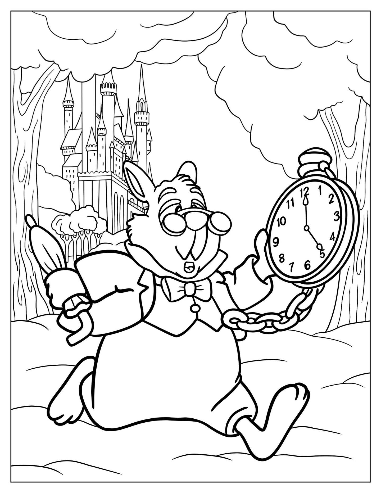 White Rabbit Running Late Holding Clock