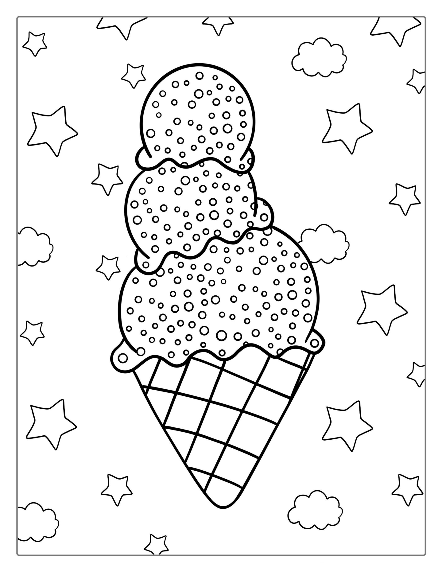 Simple Outline Of An Ice Cream Waffle Cone To Color