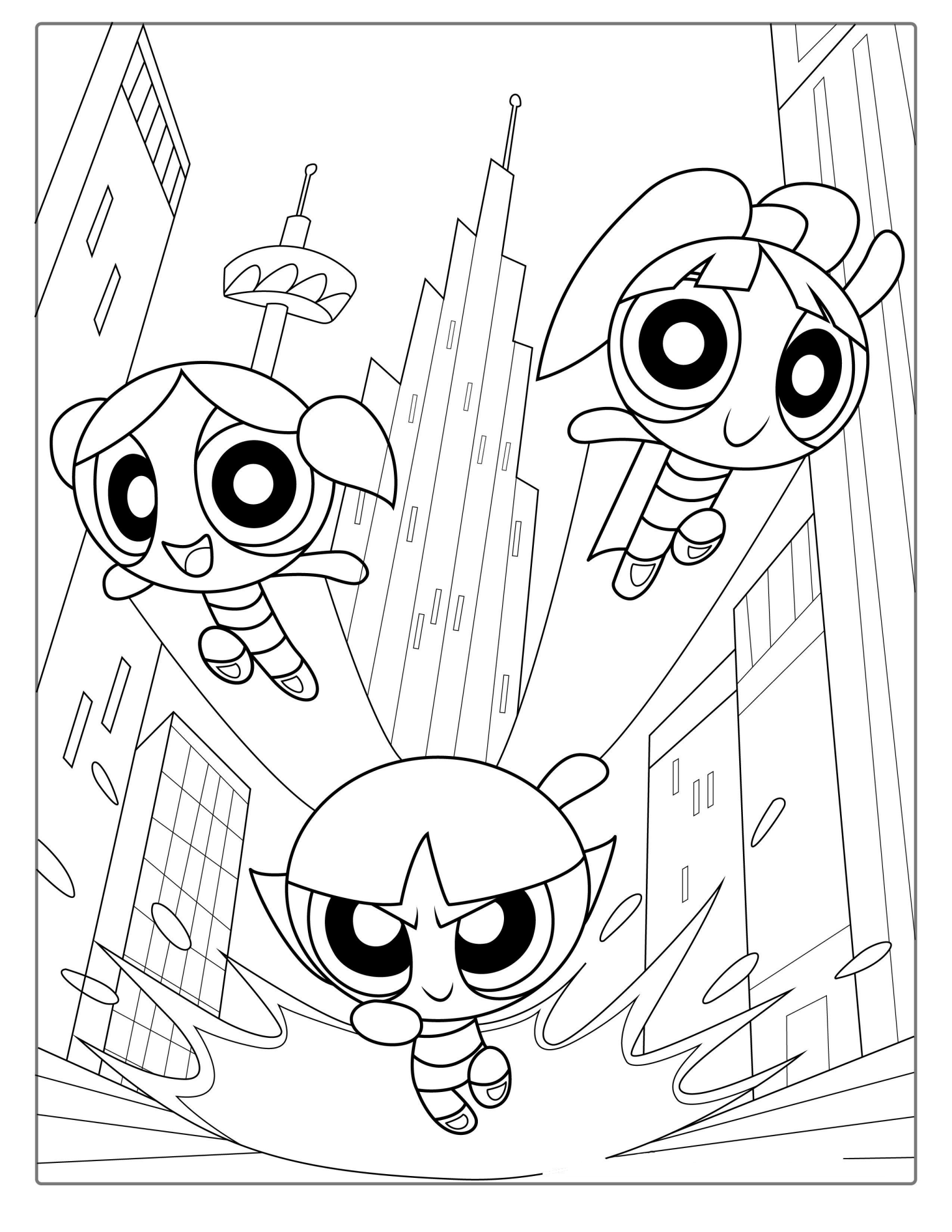 Powerpuff Girls Coloring Page For Kids