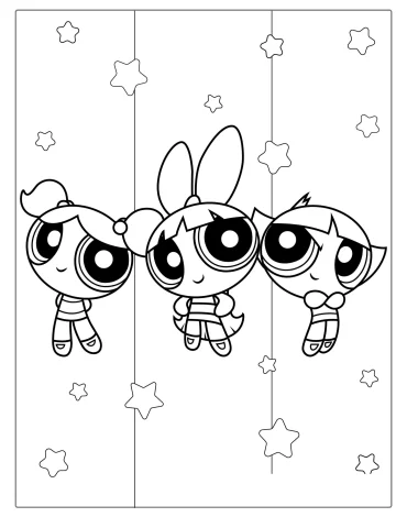 Simple Powerpuff Girls Coloring Page For Kids