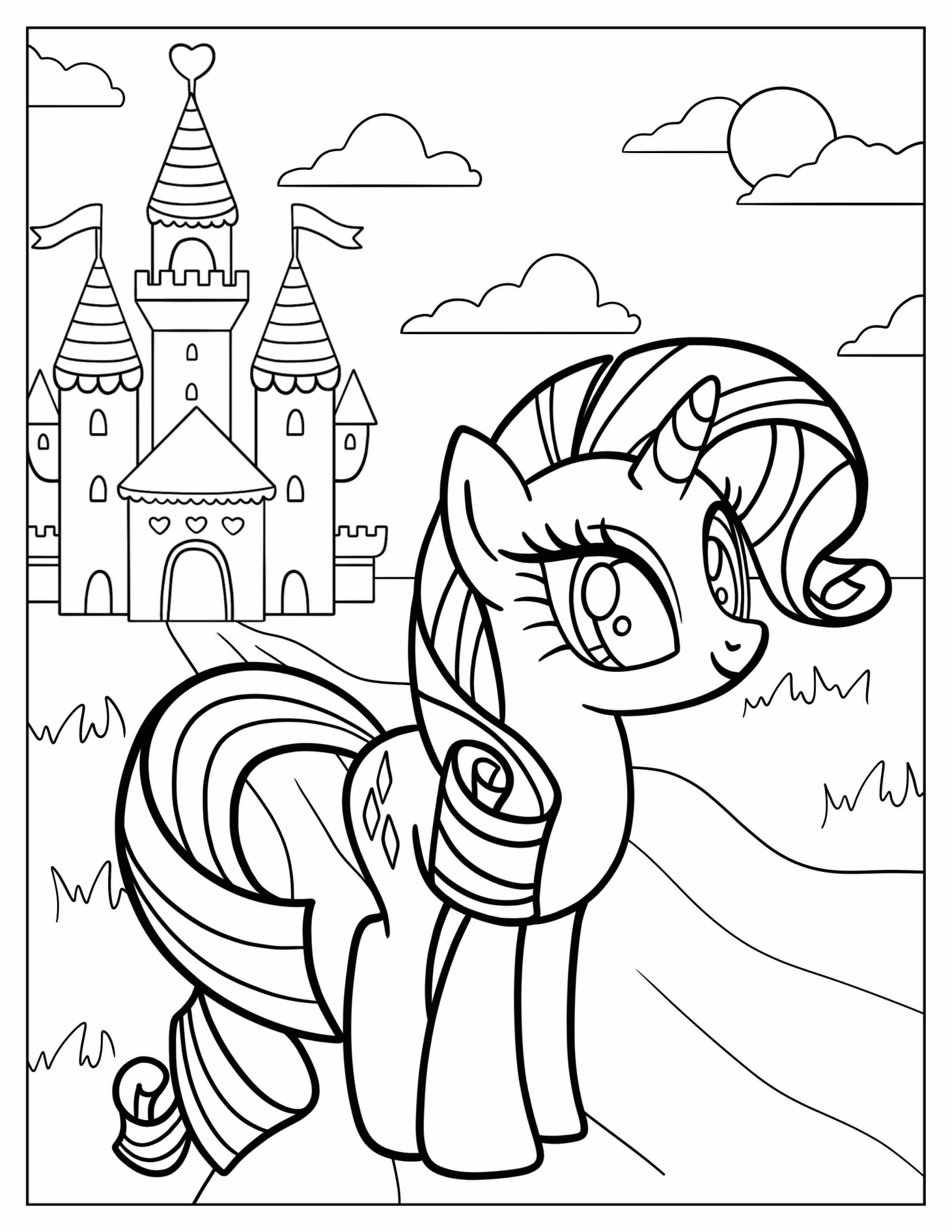 Coloring Page of Princess Cadence in Front of Castle