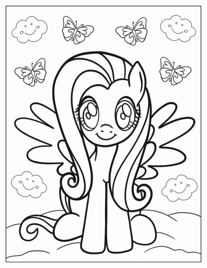 Cute Fluttershy Outline for Kids