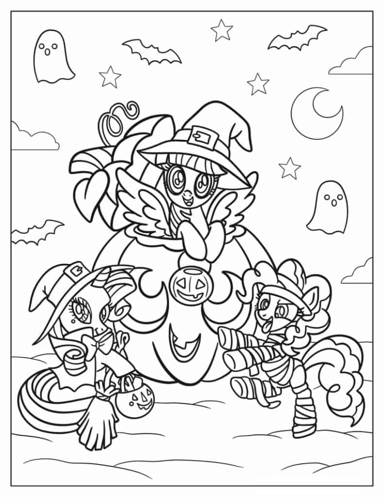 Halloween Themed My Little Pony Coloring Sheet
