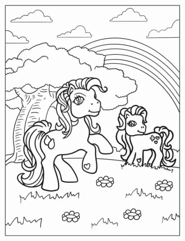 Retro My Little Pony Coloring In For Young Kids