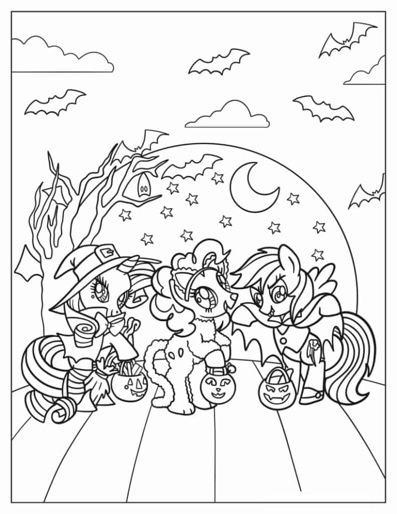 Trick-or-Treat My Little Pony Coloring Sheet