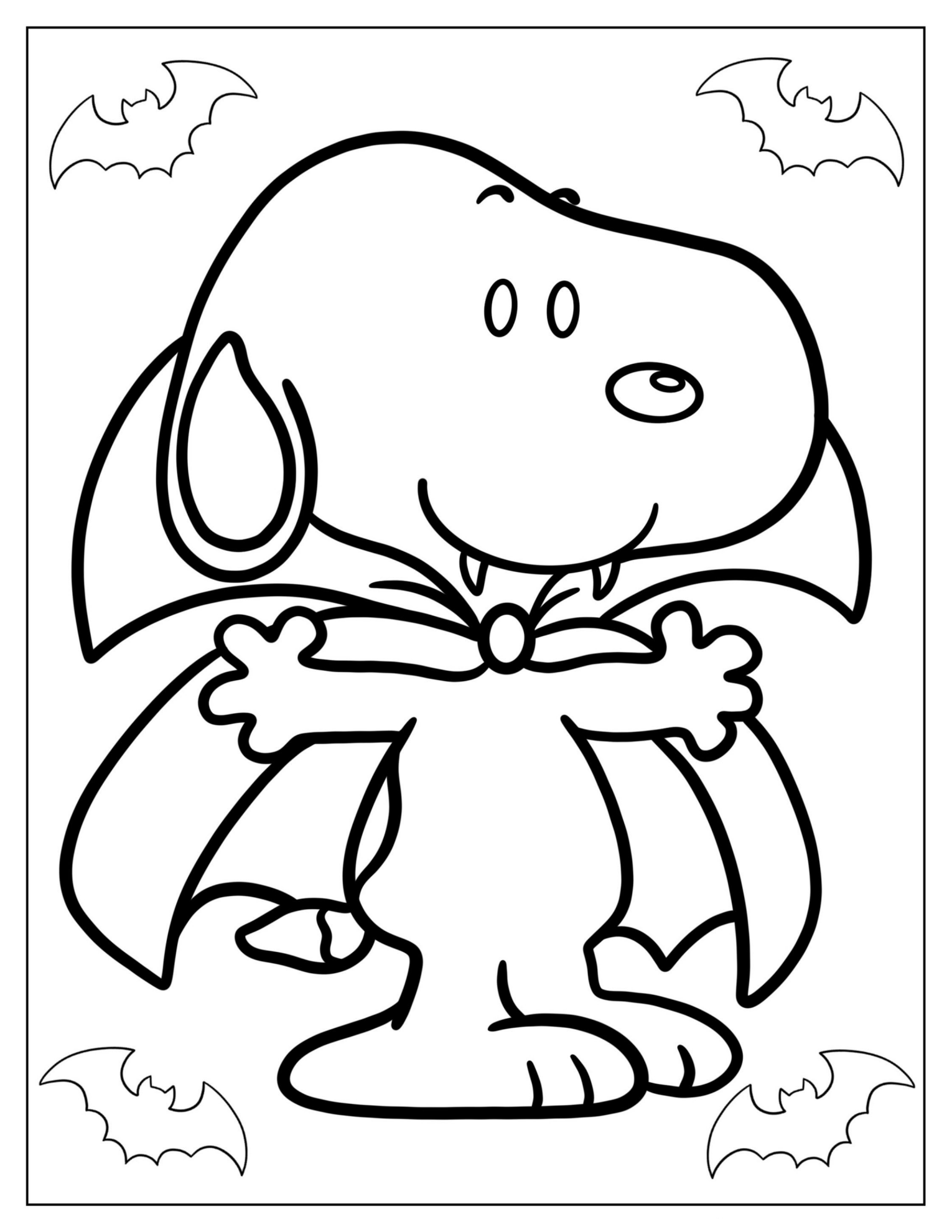 Halloween Vampire Themed Snoopy To Color