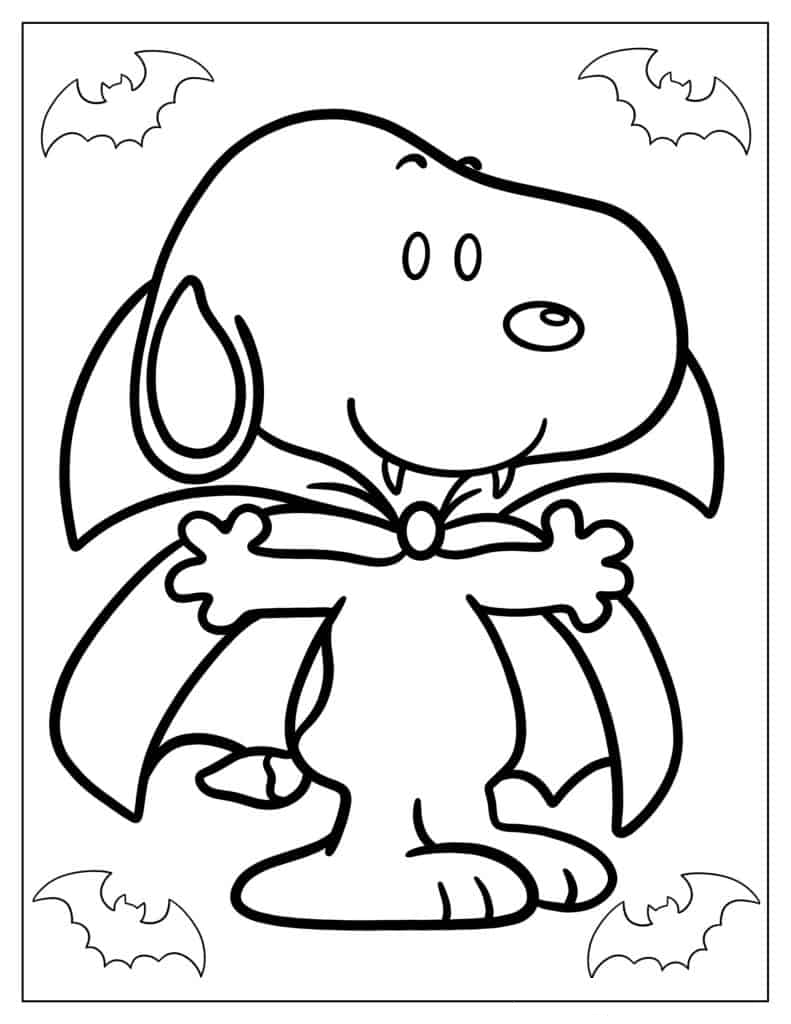 Halloween Vampire Themed Snoopy To Color