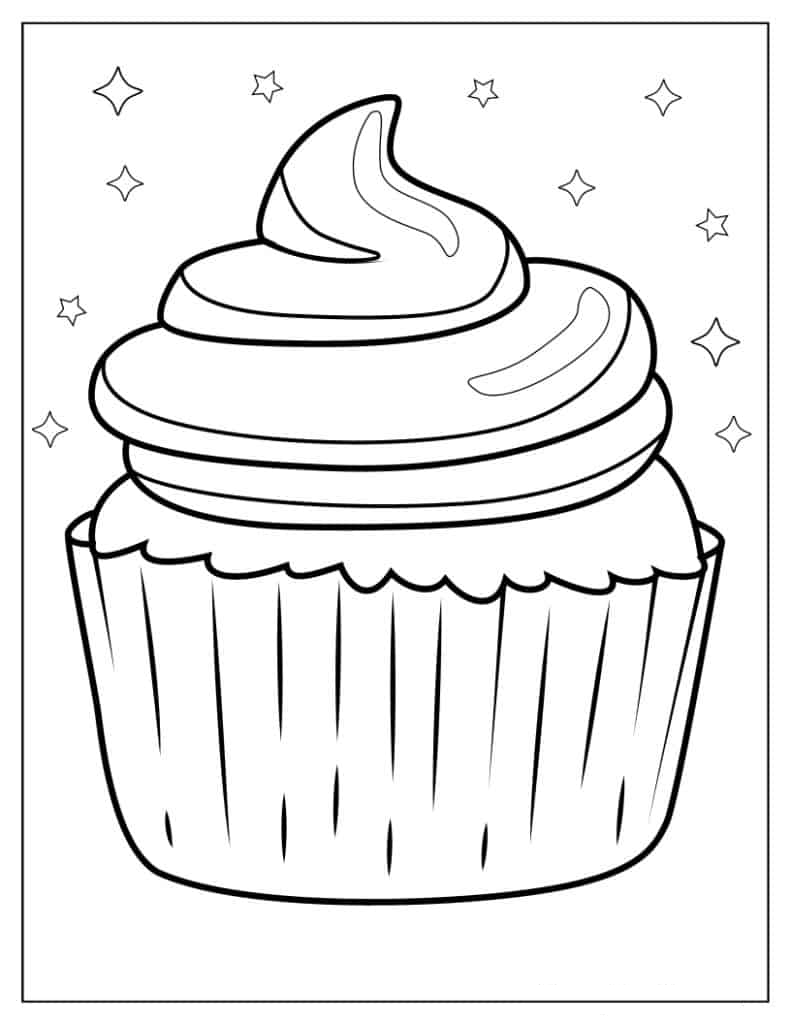 Vanilla Cupcake Coloring Sheet
