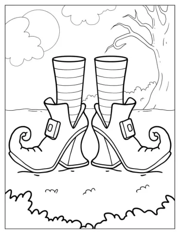 Witches Boots Coloring Sheet
