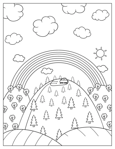 Coloring Page Of Peppa Pig Themed Rainbow