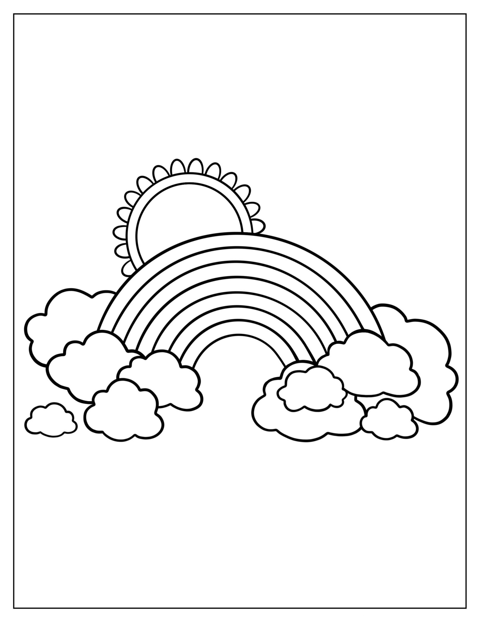 Simple Coloring Page Of a Magical Rainbow