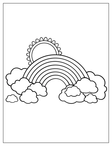 Simple Coloring Page Of a Magical Rainbow