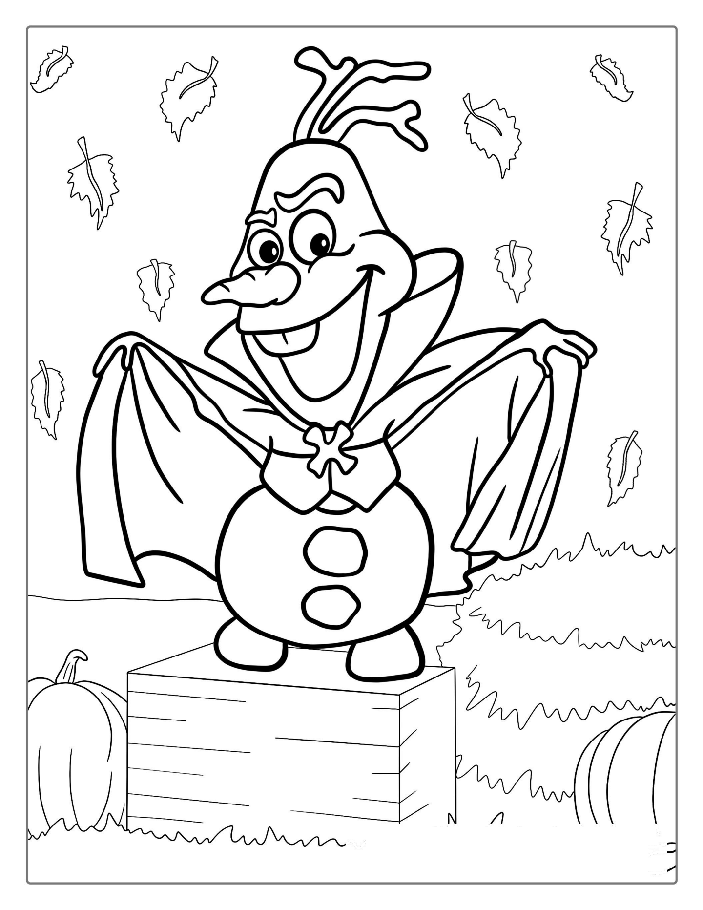 Halloween Themed Olaf Coloring Sheet