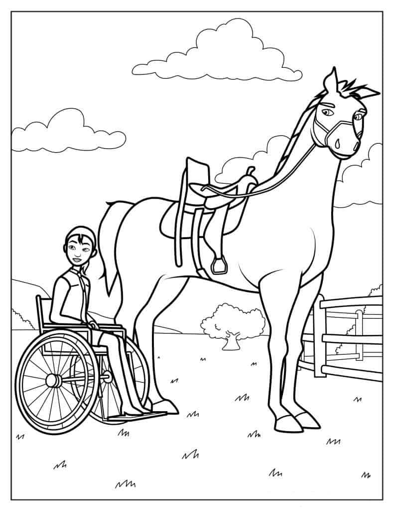 Spirit With Girl In Wheel Chair To Color