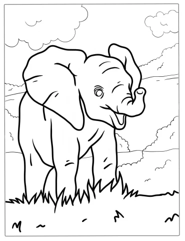 Easy Cute Elephant To Color For Kids