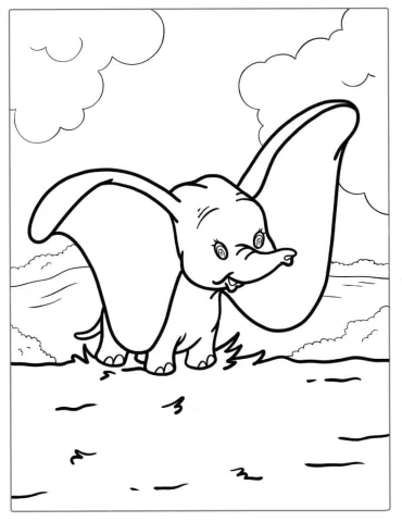 Dumbo The Elephant With Big Ears Coloring Sheet