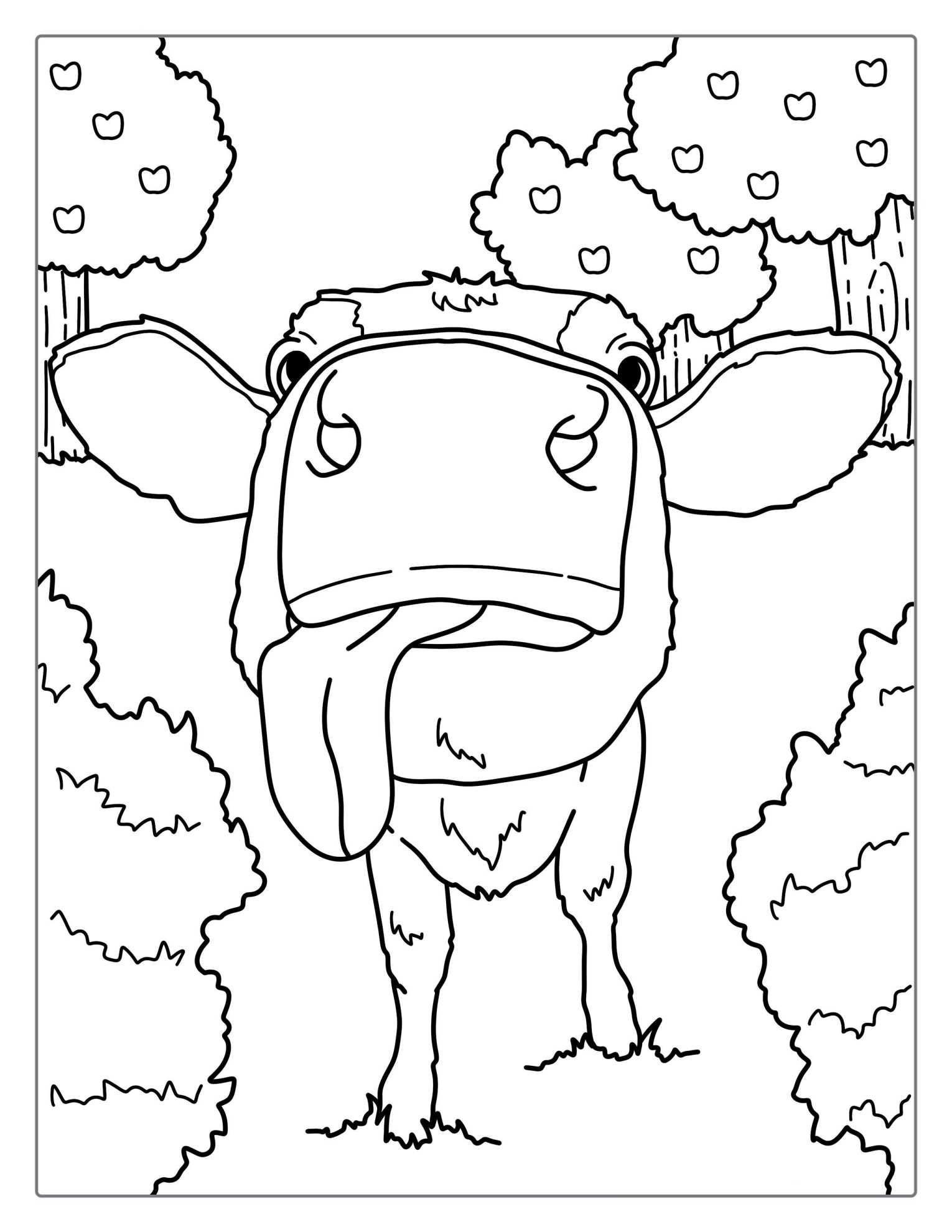 Big Cow Nose With Tongue Out Coloring Page