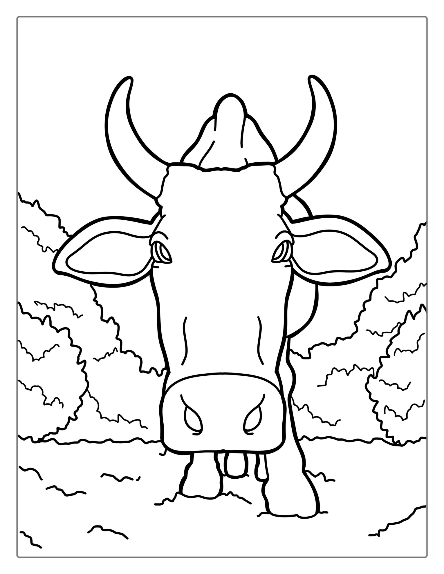 Close Up Of Bull Horns Coloring Sheet
