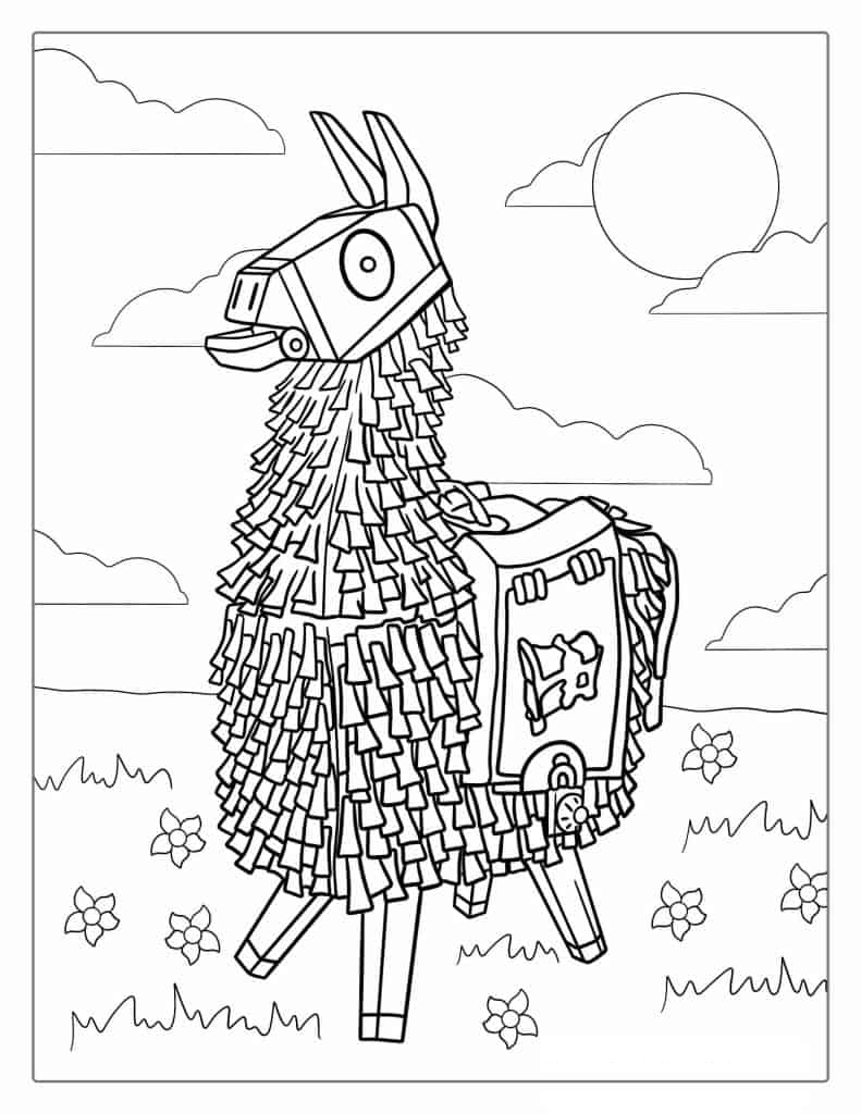 Fortnite Llama Coloring Sheet For Kids