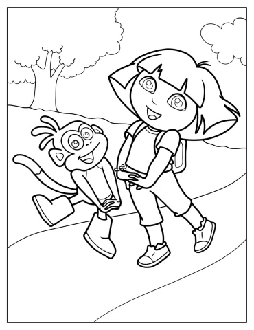 Dora And Boots Dancing On a Path