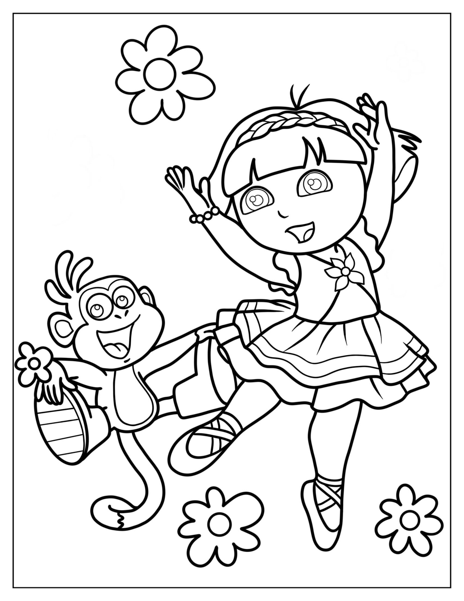 Dora As a Ballerina Coloring Sheet