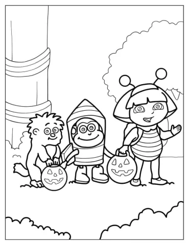 Halloween Themed Dora The Explorer Coloring Page