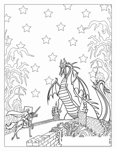 Prince Phillip Fighting Maleficent Dragon To Color