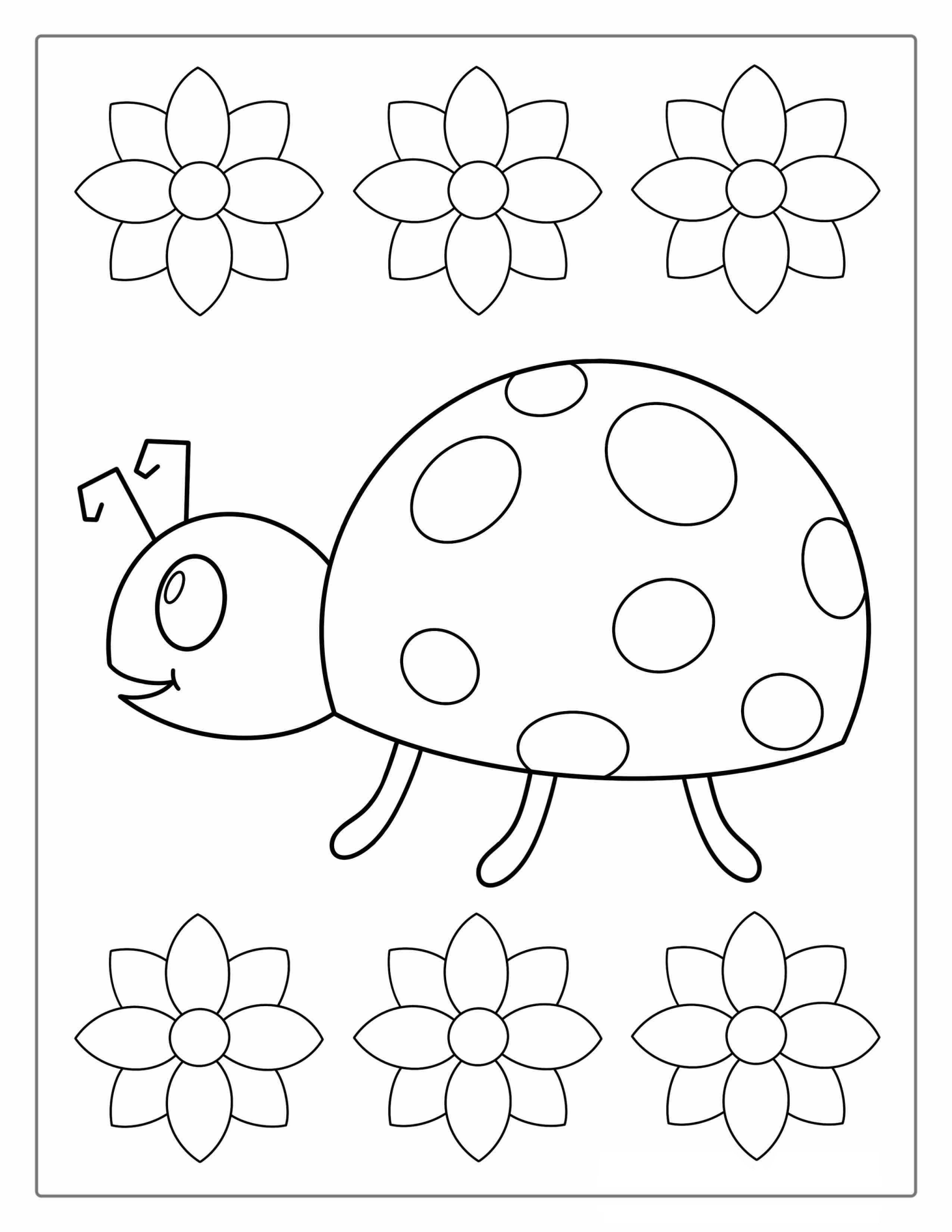 Easy Ladybug Coloring Page For Preschoolers
